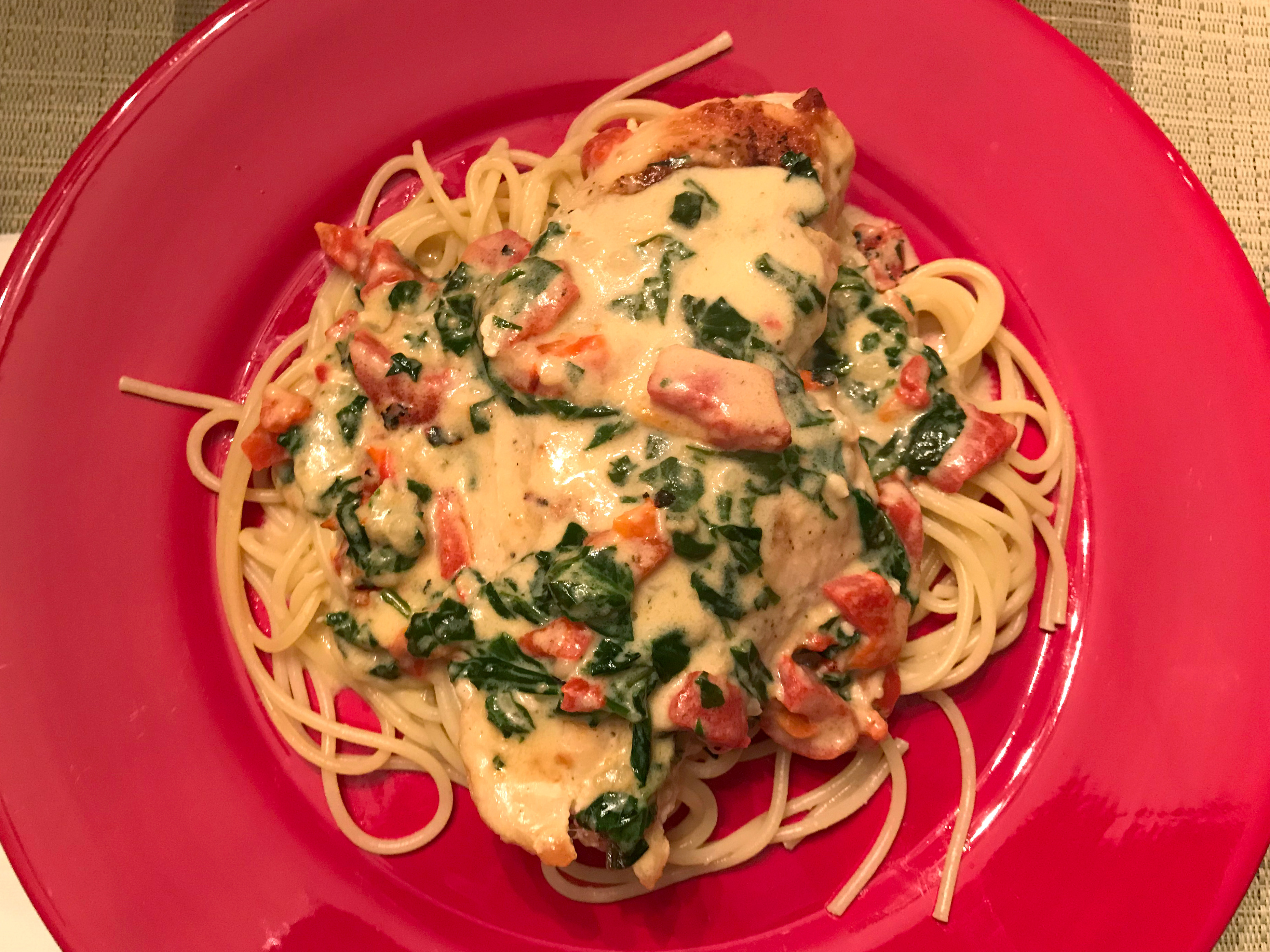 Tuscan Chicken with Spinach and Roasted Red Peppers